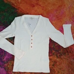 Madewell Ribbed Knit Top in Cream